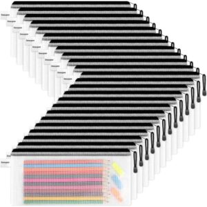 Smarpau Pencil Pouches 24 Pack, A6 Mesh Zipper Pouch Bags Clear Pencil Case