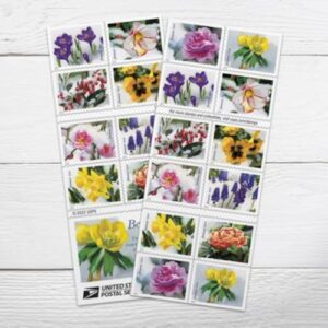 Snowy Beauty (Booklet of 20) Forever Postage Stamps, Self-Adhesive, Garden, Wedding, Love, Celebration, Holiday, Winter, Flower, 2022 Scott #5727-5736