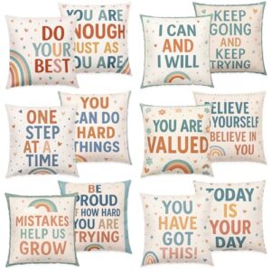 Soaoo 6 Pcs Boho Rainbow Calming Corner School Classroom Pillow Covers