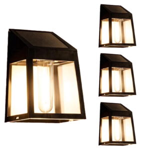 Solar Lights Outdoor, 4 Pack Waterproof Solar Powered Wall Lights Lanterns for Patio Deck Fence Garden Decor