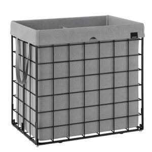 SONGMICS Laundry Hamper, Collapsible, 34.3 Gal. (130L) | Laundry Basket, Clothes Hamper, Gray and Black, STOUT Collection ULCB113G01