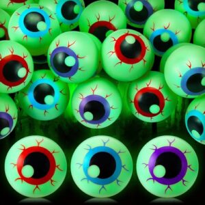 Soulchen 48 Pcs Halloween Eyeballs Table Tennis Glow in The Dark Decoration | 1.57" Scary Plastic Fake Eye Balls, Plastic Bounce Balls Bulk for Halloween Party Favor Goodie Bag Filler Gift, 3 Colors