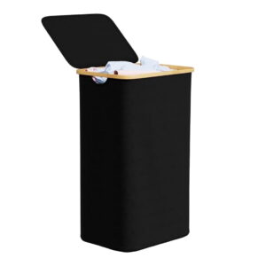 SpaceAid 110L Laundry Hamper with Lid, Large Tall Clothes Basket Bin, Black