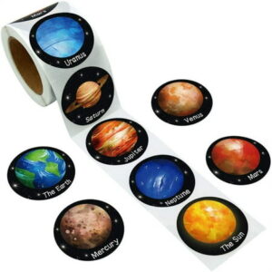 Space Stickers for Child Planet Solar System Sticker Outer Space Labels for Art Crafts Students Reward Supplies School Classroom Home 500Pcs Per Roll