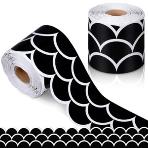 Spiareal 68.9 Feet Black Scalloped Bulletin Board Border Classroom Decor