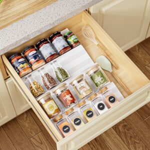 Spice Drawer Organizer 4 Tier, Adjustable Kitchen Seasoning Rack Tray