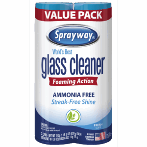 Sprayway Glass Cleaner Foaming Aerosol Spray, 19 oz, 2-Pack, Ammonia-Free, Streak-Free Shine