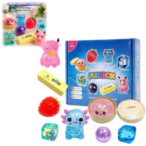 Squishy Fun Box 8 Pack Assorted Sensory Squishy Toys, Soft Slow Rising Stress Relief Fidget Toy Set, Novelty Squeeze Toy Gift Box for Kids Adults