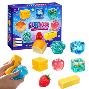 Squishy Fun Box, 8 Pcs Slow‑Rising Squeeze Fidget Toys, Assorted Novelty Collectible Sensory Toy Kit, Birthday Holiday Surprise Gift Set