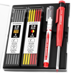 STAGEEK 2.8mm Carpenter Pencil Set with Storage Case, Built-in Sharpener