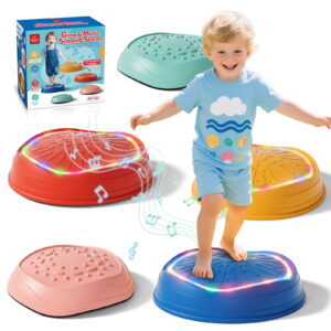 Stepping Stones for Kids, Upgraded Toddler Stepping Stones with Lights & Sounds, 5 Pcs Non-Slip Balance Stepping Stones, Up to 220 lbs, Coordination Skills Sensory Toys for Ages 2 3 4 5 6+