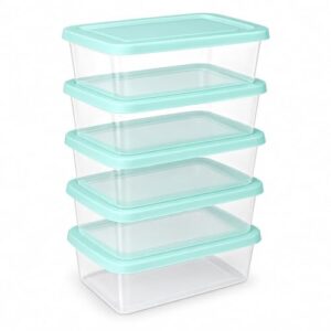 Sterilite 5-Pack Stackable Storage Bin with Lid, Clear Plastic Design, 6 Quart