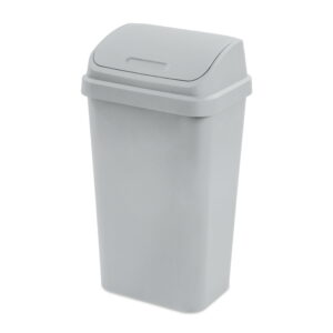 Sterilite Kitchen Trash Can, 13 Gallon Plastic Garbage Bin with Swing Top Lid, Light Gray