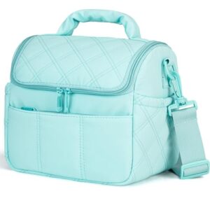 stillithou Lunch Bag Insulated Leakproof, Quilted Puffer Lunch Bag Women Lightweight for Work Travel Beach Picnic, Medium(Normal),Green