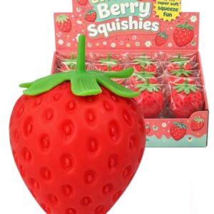 Strawberry Squishy, Realistic Strawberry Stress Ball, Squeezable Toy Fruit Ball,Party Favor Slow Rise Pressure Release Toy Adults