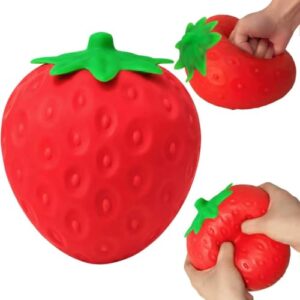 Strawberry Squishy Squeeze Toy, Jumbo Squishy Strawberry, Giant Big Realistic Strawberry Stress Ball, Fruit Sensory Fidget Stress Relief Toy for Adults, Anxiety Stress Party Favors Birthday Gifts