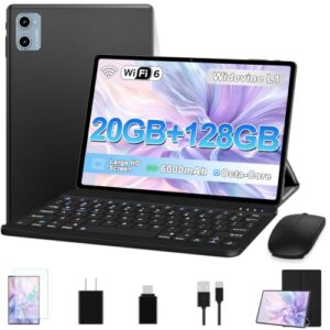 SUAAT Tablet 10 inch Android Tablet, Electronics Tablets with Keyboard,128GB Storage+2TB Expansion,2 in 1 Tablets, HD IPS Display, WiFi 6, 6000mAh, Widevine L1, Dual Camera, BT 5.0, Black