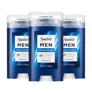 Suave Men Deodorant Stick, Aluminum Free, Ocean Charge, 2.7 Oz, 3 Count