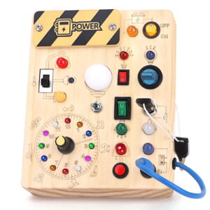 Sumsoltic Montessori Busy Board with LED Lights,Toddler Sensory Toys for 1-3 Year Old Boys & Girls