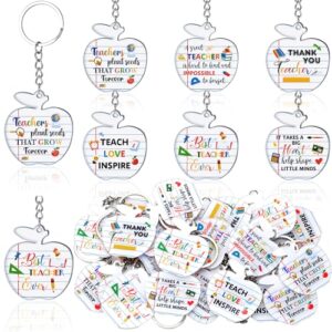 Sureio 24 Pcs Teacher Keychains Gifts Bulk, Apple