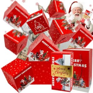 Surprise Explosion Gift Box for Money, Christmas DIY Pop Out Bounce Box with Xmas Confetti, Holiday Surprise Cash Gift Box for Secret Santa Christmas Eve (RED)
