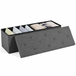 Sweetcrispy 43 Inch Folding Storage Ottoman Bench, Ottoman with Storage