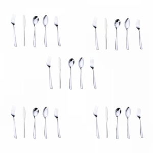 Syltano 25-Piece Silverware Set for 5, 410 Stainless Steel Flatware Set, Includes Dinner Forks, Steak Knives, Dinner Spoons, Teaspoons & Salad Forks, Ideal for Home, Hotel & Restaurant