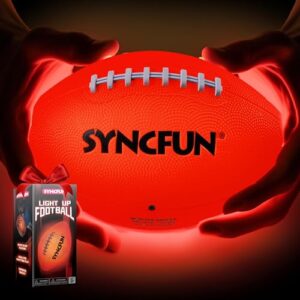 SYNCFUN Glow in the Dark Football for Boys, Light Up Football for Night Outdoor Sports Games, Red Glowing Ball, Ball Accessories Gifts for Teen Boy Toys Ages 3 Old and Up