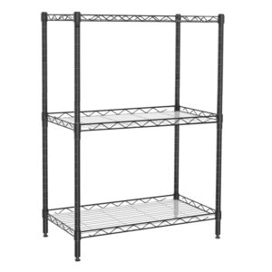 TAIMASI 3-Shelf Adjustable Heavy Duty Steel Wire Rack Storage Shelving Organizer for Kitchen, Garage, 23.62" L x 13.77" W x 31.49" H, Black