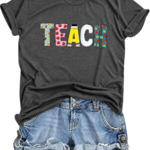 Teacher Shirts for Women Happy First Day of School Shirts Teacher Tshirts