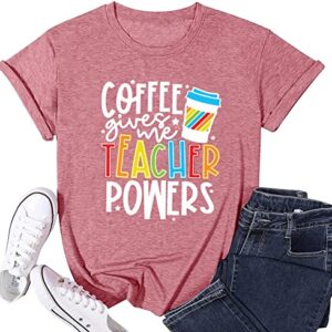 Teacher Shirts Women Teacher Life T-Shirt Funny Teacher Graphic Tee Casual Inspirational Tops Pink
