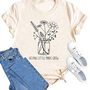 Teacher Shirt Women Wildflower Teacher Shirts Helping Little Minds Grow Top