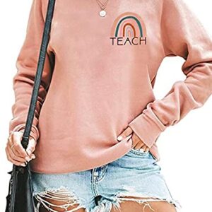 Teacher Sweatshirt Womens Teach Shirt Casual Long Sleeve Pullover Tops | Teacher Sweatshirt Womens Funny Rainbow Graphic Tee Inspirational Teach Shirt Casual Long Sleeve Pullover Tops