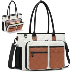 Teacher Tote Bag for Women with Accordion File Organizer Pocket