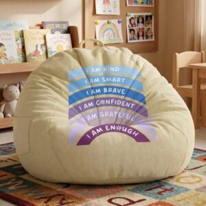 Tegeme Reading Calm Corner Supplies Back to School Storage Bean Bag Cover | 31.5 x 35.4 Inch Storage Bean Bag Cover (No Filler) for Classroom, Therapist Office Must Haves, Rainbow Calm Corner Supplies