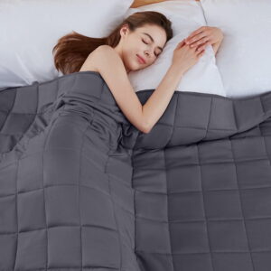 Teler Weighted Blanket for Adult (20lbs 60.2"x80.2" Queen Size Grey) ,Cooling Breathable Heavy Blanket