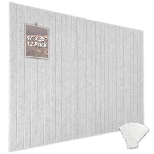 TENACR Cork Board Alternative-Felt Bulletin Board 47" x 35" (Marble White) | Each Tile 11.8" x 11.8", 12 Pack, Pin & Display Board, Office & Home Use, Wall Decor, Noise Reduction, Safely Removable