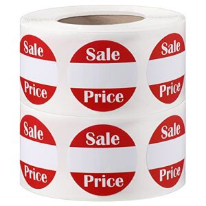 Tenare 1000 Pcs Sale Price Labels Yard Garage Sale Stickers 0.87 Inches | Round Red Self Adhesive Discount Pricing Retail Stickers for Retail Store Flea Markets Clearance Events