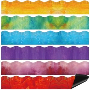 Tenceur 76 ft X2.24 Inch Magnetic Bulletin Board Border, Oil Painting Color | 78 Pcs Magnetic Border for Whiteboard Scalloped Borders Trim for Back to School Classroom Office Whiteboard Chalkboard Decor