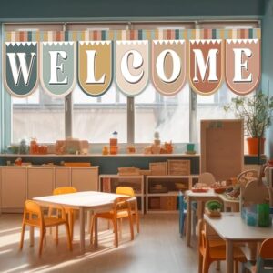 Tenceur 7 Pcs Motivational Classroom Curtain Welcome Back to School Curtain