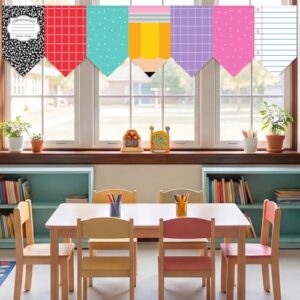 Tenceur 7 Pcs Pencil Classroom Curtain Welcome Back to School Curtain