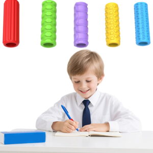 Textured Silicone Pencil Grip, Pencil Sleeve for Teens and Adults, Writing Aid Tool for Better Grip and Focus, Calming Classroom Writing Tool, Ergonomic Finger Positioning Guide,5pcs