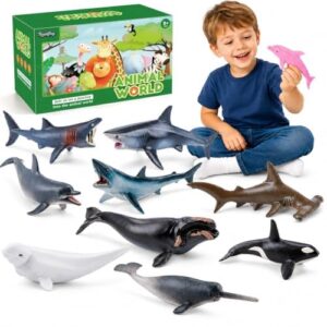 THINKBAY 10PCS 5-6" Sea Animal Toys for Toddlers