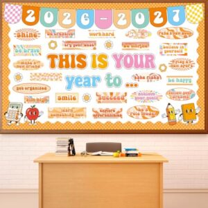 This is Your Year to Bulletin Board Set Hippie Motivational Classroom Decorations Welcome Back to School Paper Cutouts Hippie Inspirational Bulletin Board Border for Office Chalkboard Wall Door Decor
