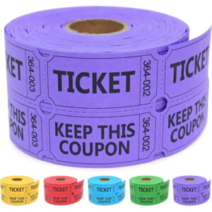 THOPBPRK 500 Raffle Tickets Double Roll, Raffle Tickets Roll with Name and Phone Number, for Raffle, Events, Classroom, Entry, Class Reward & Door Prize Halloween Party (Purple)