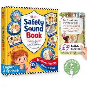 Timetome Spanish English Safety Sound Book, Interactive Toddler Book