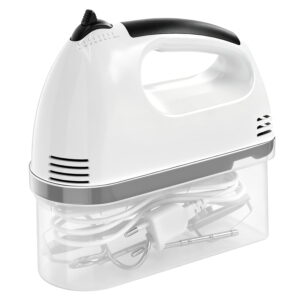 TINANA 7-Speed Electric Hand Mixer with Storage Case, Lightweight Handheld Baking Mixer with Stainless Steel Beaters & Dough Hooks,One-Touch Eject