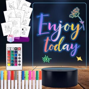 ToohanFex Acrylic Dry Erase Note Board, 16 Color Changing Lumiboard with Remote Control, Writing Message Board Acrylic Night Light, Room Decor for Teen Girls Boys, Rectangular Scratch Resistant Panel