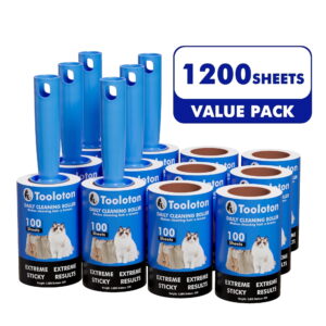 Tooloton Extra Sticky Lint Roller, 1200 Sheets, 12 Pack, Travel Refills for Hair Removal