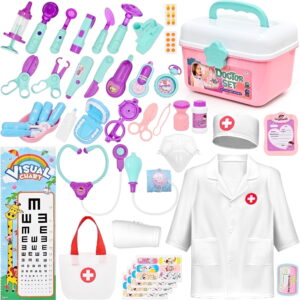TOPFOX Doctor Kit for Kid - 40PCS Pretend Playset for Kids, Medical Kit Toy with Bag, Cloth, Role Playing Plastic Toys for 3-8 Boys Girls